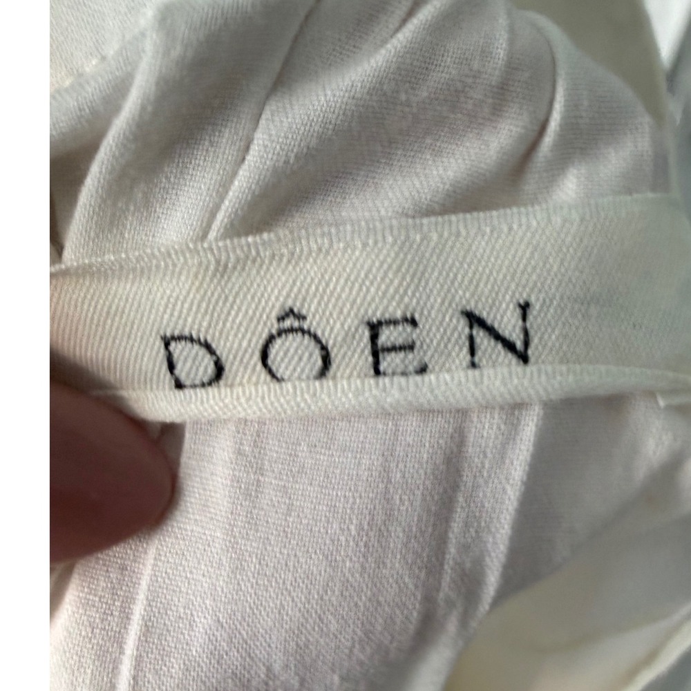Doen White Cotton Tie Waist Mini Dress Size S Boho Cottagecore - Picture 6 of 9